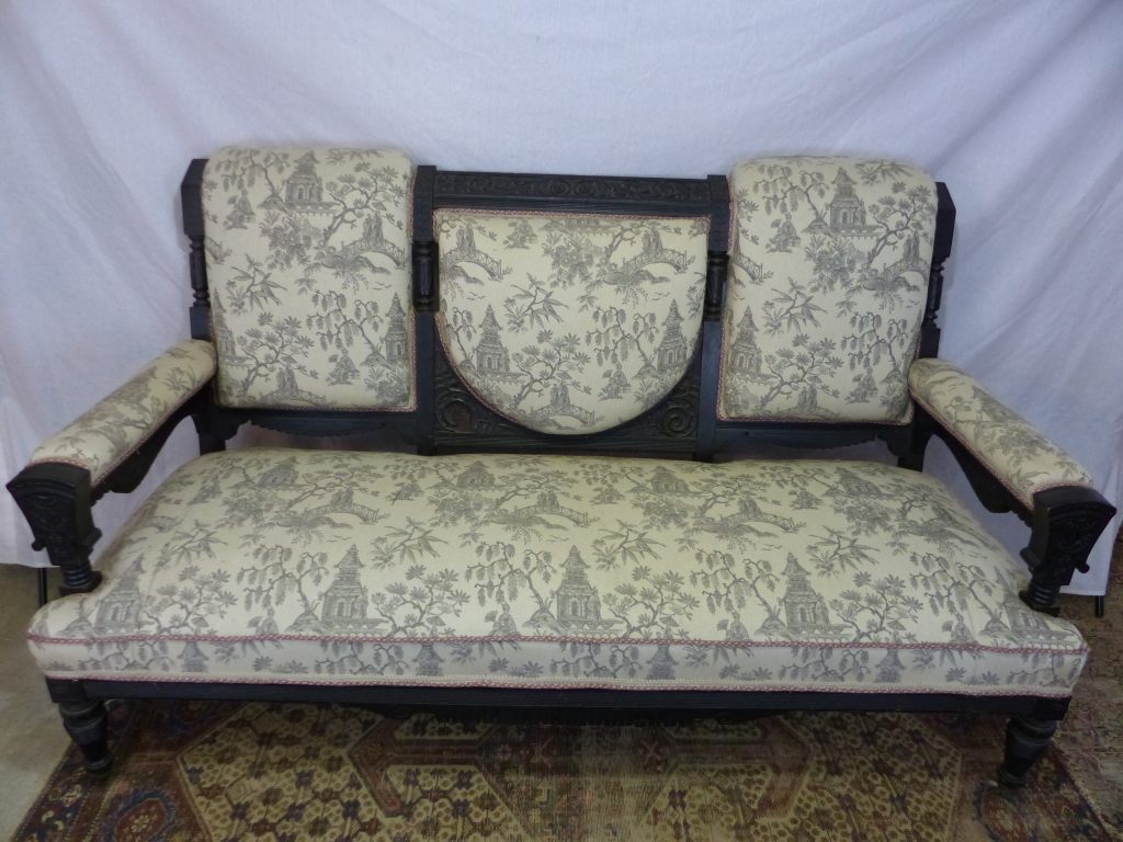 19th century Eastlake Victorian parlor sofa fresh upholstery 5 foot 6
