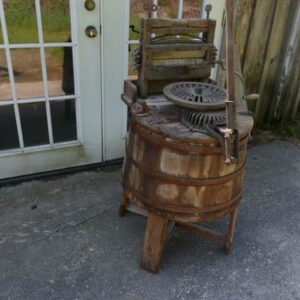 Antique stave leg washing machine