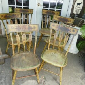 6 19th c paint decorated chairs