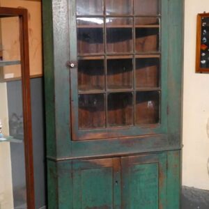 Federal Green Walnut Corner Cupboard